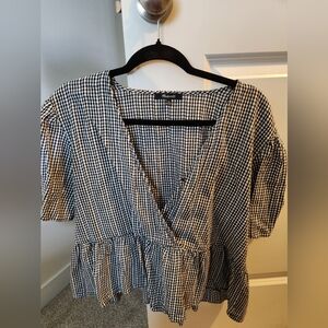 Madewell Checkered V-Neck Shirt